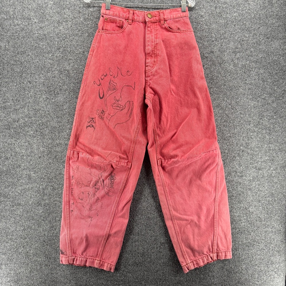 BDG Jeans Womens 26 Pink High Rise Balloon Artsy Baggy 90s Y2K Grunge Denim